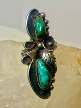 Long Turquoise ring size 6.75 Navajo sterling silver women girls - £117.12 GBP