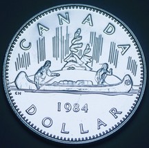 Proof-Like Canada 1984 Canoe Dollar~Royal Canadian Mint~Excellent~Free Ship - £9.78 GBP