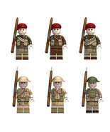 6Pcs WW2 British Infantry Minifigure England Red Devil Machine Gunner Mini Block - $22.89