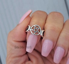 Oxidized Sterling Silver Pentagram Ring - Celtic Star Design - $426.75 MXN