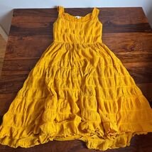 Max Studio Mustard Yellow Smocked Tiered Midi Dress Sleeveless Cotton Bl... - $18.81