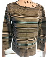 Women’s Gap XL Striped Pullover Blk Gray Shirt Blouse Bust 40” L 22”  SK... - $6.88