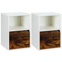 Set of 2 Nightstands Side End Table for Living Room-White - £95.10 GBP