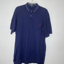 Polo Ralph Lauren Polo Shirt Large Navy White Stripe Vintage USA Cotton - $28.00
