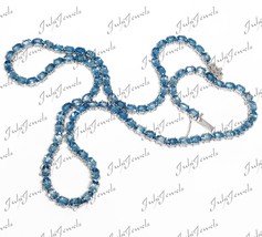 Swiss Topaz Tennis Necklace Oval Blue Chain 925 Sterling Silver - $302.83+