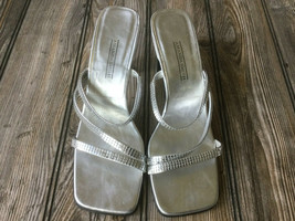 Amanda Smith Silver Open Toe Sandle Shoes 3&quot; heel Size 7.5 - £7.71 GBP