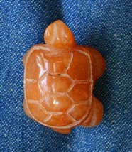 Elegant Vintage Carved Carnelian Agate Turtle Brooch 1 1/2&quot; - £15.88 GBP