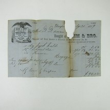 Bimm &amp; Bro Wholesale Groceries Produce &amp; Ice Dayton Ohio Invoice Antique 1859 - £7.86 GBP