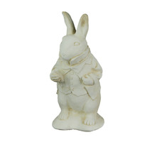 Alice in Wonderland White Rabbit Antiqued White Finish Cement Statue 14 Inch - £73.77 GBP