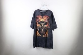 Vtg Streetwear Mens 2XL Acid Wash Motorcycle Skeleton Dragon Flames T-Shirt USA - £39.52 GBP
