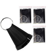 3Pcs Black Fan Shaped False Nail Tips Display With Metal Ring Holder And... - £17.57 GBP