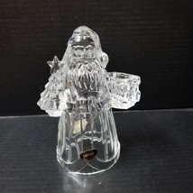Clear Glass Santa Candleholder Lead Crystal St Nicholas Bag Tree Christmas - $19.00