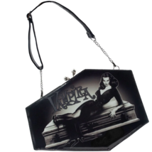 Kreepsville Vampira Black Patent Skull Kisslock Coffin Purse Shoulder Ba... - $62.95