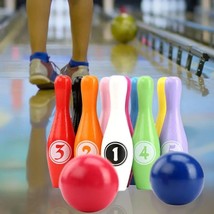 12pcs/set en Color Bowling Set 10 Pins 2 Ball Bowling Game for Kids Indoor XXUF - £92.10 GBP