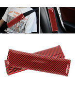 Universal Red Carbon Fiber Look Car Seat Belt Covers Shoulder Strap Prot... - £9.27 GBP