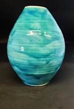 Studio Pottery Vase Turquoise Unique Matte Glaze 7 1/2&quot; Tall - $39.59