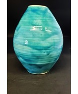 Studio Pottery Vase Turquoise Unique Matte Glaze 7 1/2&quot; Tall - £31.13 GBP
