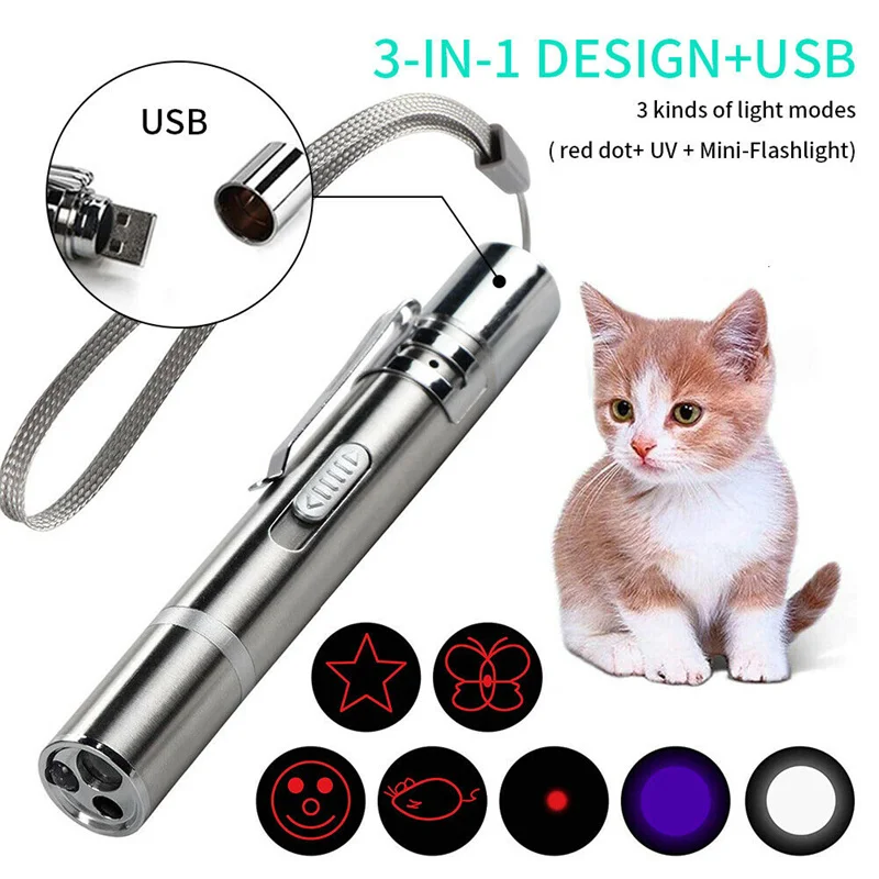 Sporting Pet Cat Interactive Toy Multifunctional USB Charging Red Dot LED Light  - £23.89 GBP