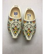 VINTAGE Pair of DECORATIVE Wooden CLOGS White WINDMILL Colorful FLORAL D... - £23.52 GBP