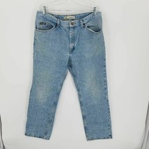 Lee Mens Slim Straight Jeans Blue Regular Fit Light Wash Denim 38 X 30 - $19.78