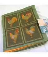 Beverly Murphy French Rooster Heavily Embroidered Green Throw Blanket - $64.00