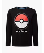 Pokémon Long Sleeve T-Shirt, Black Cotton Top with Poké Ball Design 7-14... - $20.24