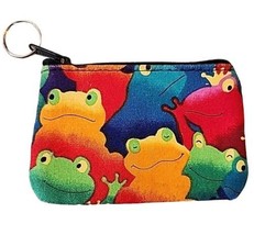 Happy Frogs Coin Purse Keychain Wallet Clutch Small Purse Pouch Smiling Frog - £6.14 GBP