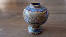 Small Antique / Vintage CLOISONNE Vase 2 3/8&quot; - $67.21