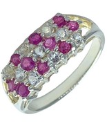 sterling silver CZ ruby ring size - £35.73 GBP