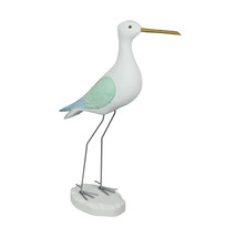 16 Inch Hand Carved White Painted Wood Bird Statue Home Coastal Decor Sculpture - £20.03 GBP