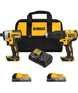 DEWALT 20V MAX Drill / Impact Dvr Pwr Tool Set 2 POWERSTACK Batteries DC... - €198,87 EUR