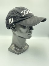 Titleist Pro V1 FJ Black Golf Hat White Embroidered Logo FootJoy Strapback Cap - $11.29
