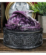Sleeping Purple Dragon Oval Trinket Jewelry Box Figurine With Celtic Kno... - $31.22 CAD
