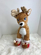 Build A Bear Plush Reindeer With Slippers Stuffed Dasher Toy Doll 12.5 L x 15.5 - £14.01 GBP
