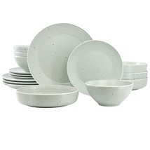 Elama Emilia 16 Piece Double Bowl Stoneware Dinnerware Set in Light Green - $136.49