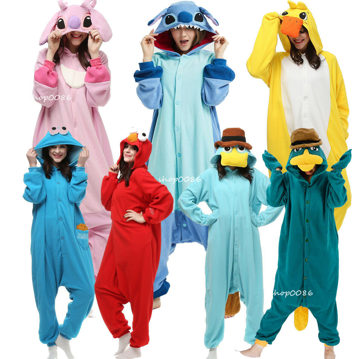 Adult Kigurumi Pajamas Animal Cosplay Cartoon Duck Onesis Halloween Costumes