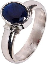 Blue Sapphire Ring Astrological Gemstone Ring In Starling Silver 92.5 Handmade - £51.78 GBP