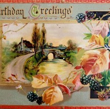 Raphael Tuck Birthday Greetings Postcard 201 1911 Blackberries Bridge PCBG5E - £25.55 GBP