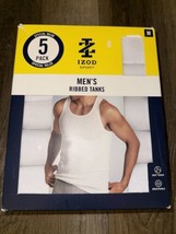 IZOD ~ Men&#39;s 5-Pack Tanks Tops Undershirts Cotton Blend White ~ M - $26.72