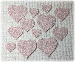 Vintage Cutter Quilt FeedSack Heart Applique Die Cuts Ditsy Flower Pink ... - £11.25 GBP