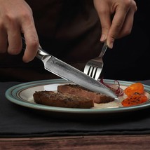 Damascus Knife Steel Steak Knife Japanese VG10 Core Blade Nife Kitchen Knives - £74.56 GBP