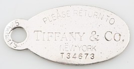 Tiffany &amp; Co. Sterling Silver Extra Large &quot;Return to&quot; Oval Tag Charm Rar... - £107.16 GBP