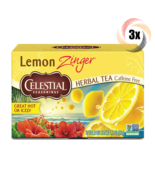 3x Boxes Celestial Seasonings Lemon Zinger Herbal Tea | 20 Bags Each | 1... - £16.91 GBP
