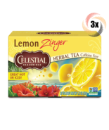 3x Boxes Celestial Seasonings Lemon Zinger Herbal Tea | 20 Bags Each | 1... - $30.99 CAD