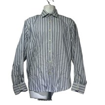 Thomas Dean Stripe Button Up Long Sleeve Dress Shirt Size L - $19.79