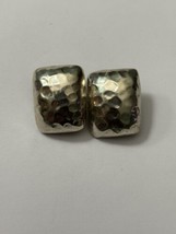 Vintage 925 Mexico Hammered Rectangle Clip Earrings - £21.18 GBP