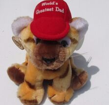 Vintage Russ Berrie Plush Luv-Pets World's Greated Dad tiger cub hat tag... - $9.35