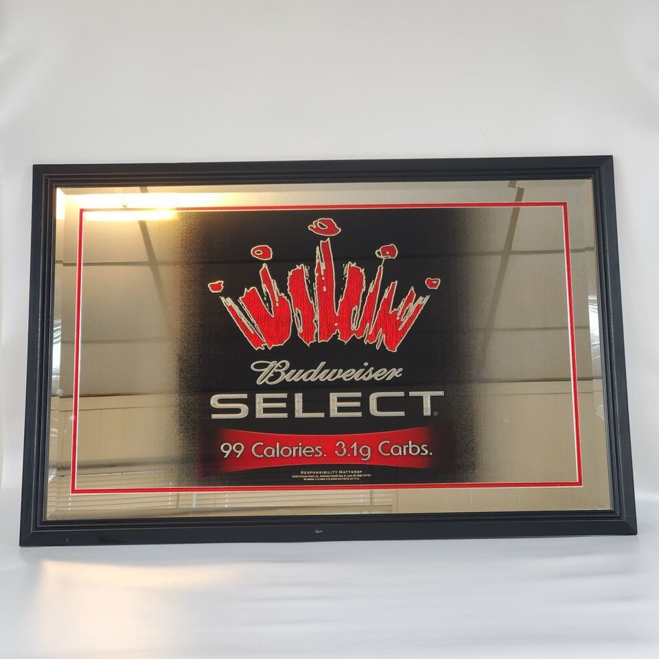 Budweiser "Select" Mirror w/ Black Frame,,,,USED - £52.30 GBP