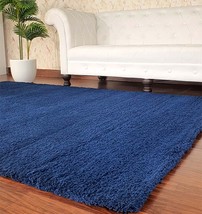 Navy Blue Handmade Shaggy Rug For Livingroom custom size 5x8, 8x10,10x14Shagy - £65.81 GBP+