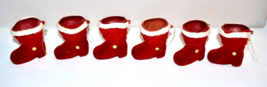 Vtg Lot Red Santa Boot Flocked CANDY Container Ornaments MCM Retro Christmas - £17.40 GBP